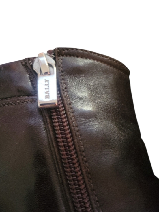 Bally Men\'s Vintage 90\'s Chukka Square Toes Brown Leather Side-Zip Boots 7 1/2D main image 10